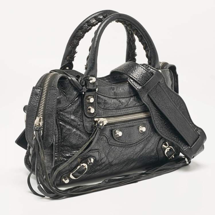 Pre Owned Balenciaga Black Leather Mini Classic City Bag