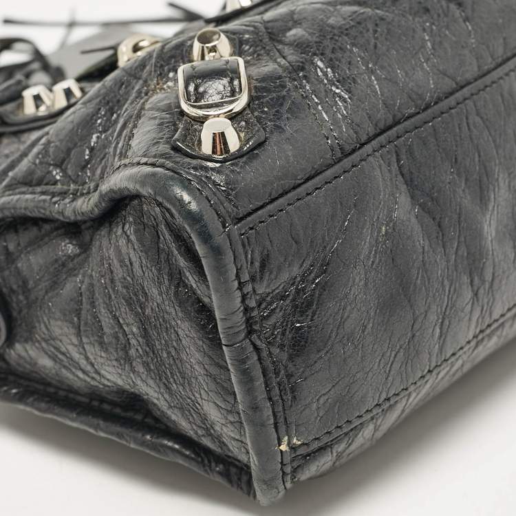 Pre Owned Balenciaga Black Leather Mini Classic City Bag