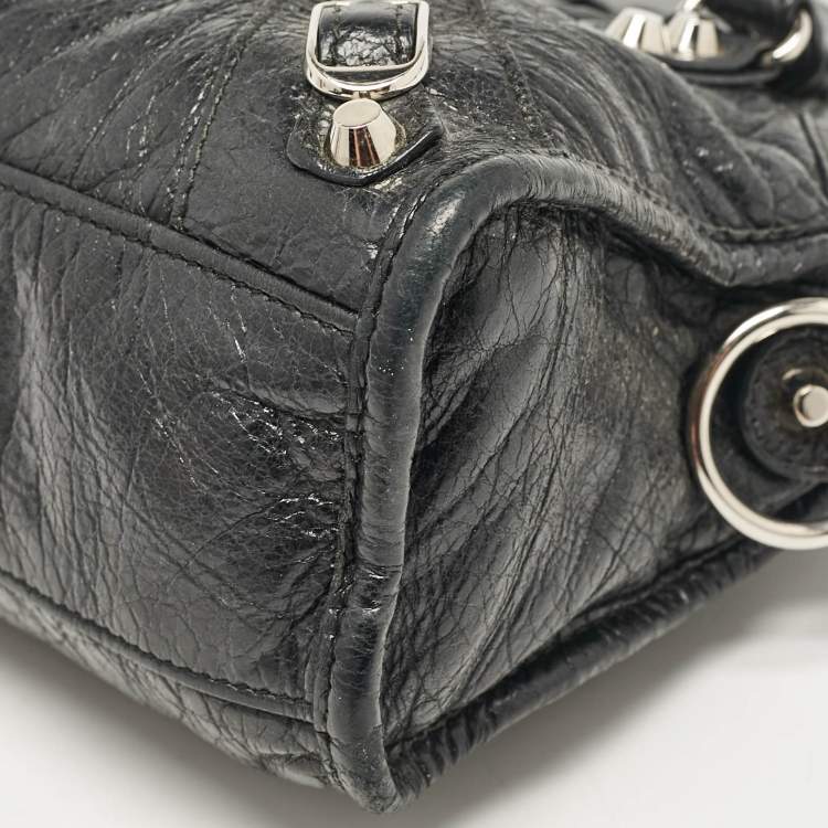 Pre Owned Balenciaga Black Leather Mini Classic City Bag