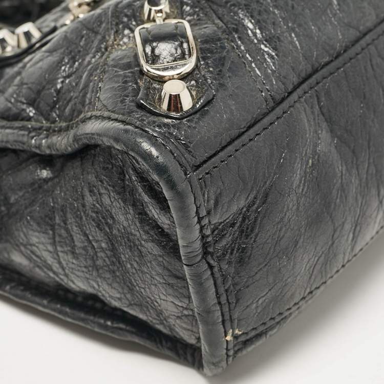 Pre Owned Balenciaga Black Leather Mini Classic City Bag