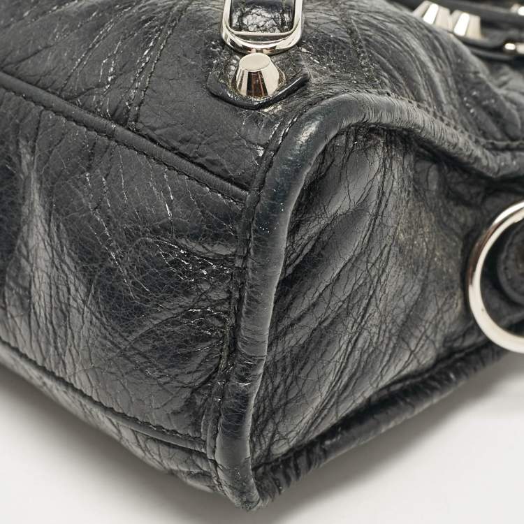 Pre Owned Balenciaga Black Leather Mini Classic City Bag