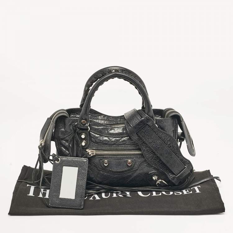 Pre Owned Balenciaga Black Leather Mini Classic City Bag