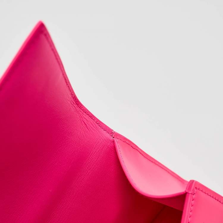 Pre Owned Balenciaga Neon Pink Leather XS Hourglass Top Handle Bag