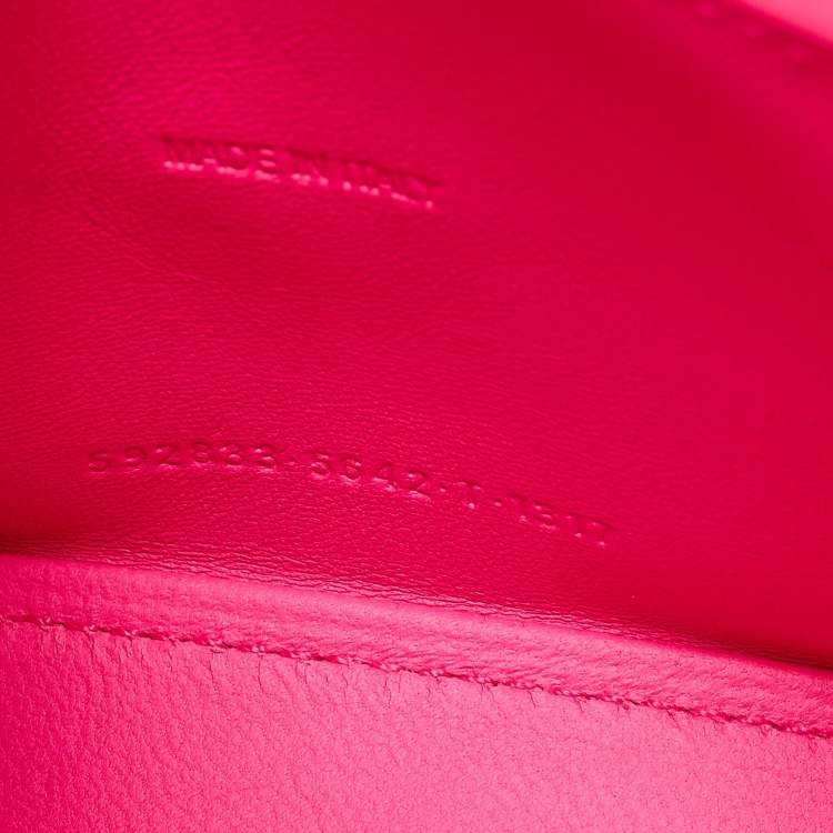 Pre Owned Balenciaga Neon Pink Leather XS Hourglass Top Handle Bag