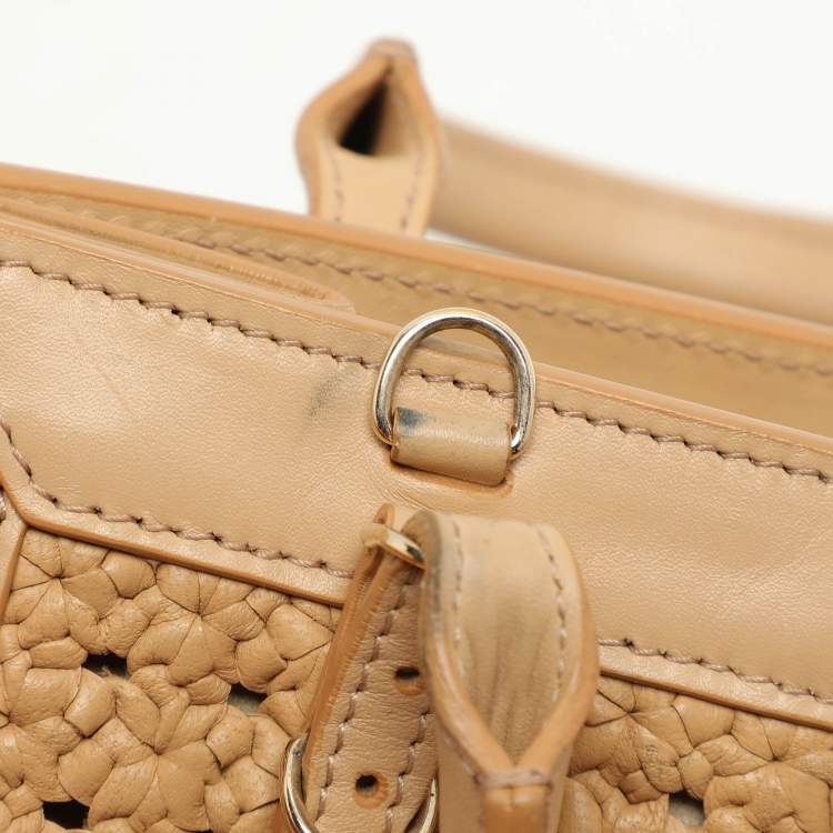 Pre Owned Balenciaga Beige Crochet Leather Mini A4 Tote