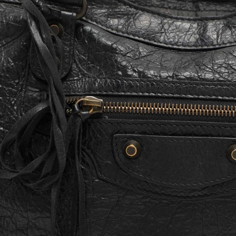 Pre Owned Balenciaga Black Leather Motorcycle City Bag