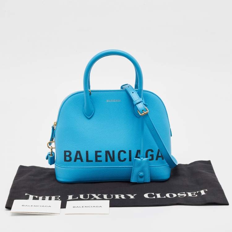 Pre Owned Balenciaga Blue Leather Small Ville Bag
