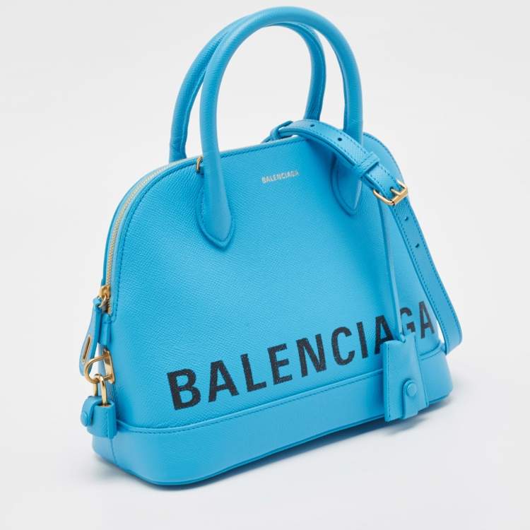 Pre Owned Balenciaga Blue Leather Small Ville Bag