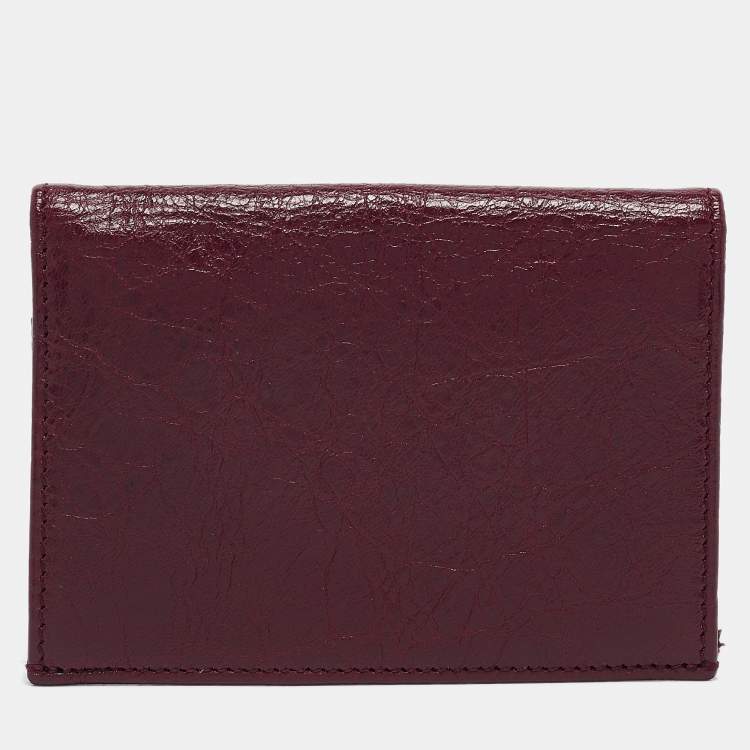 مملوكة مسبقًا Balenciaga Burgundy Leather Arena Card Holder