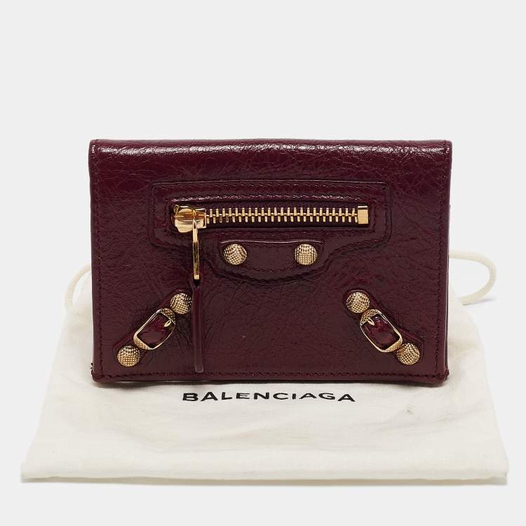 مملوكة مسبقًا Balenciaga Burgundy Leather Arena Card Holder