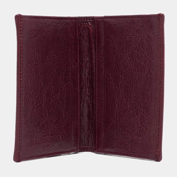 مملوكة مسبقًا Balenciaga Burgundy Leather Arena Card Holder