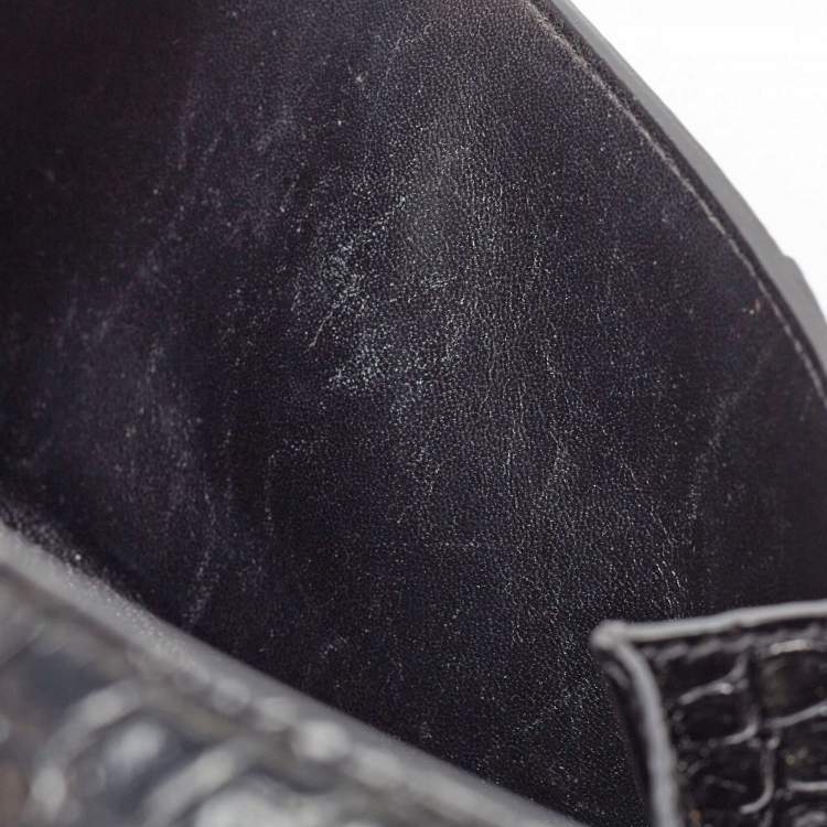 Pre Owned Balenciaga Black Croc Embossed Leather Hourglass Sling Shoulder Bag