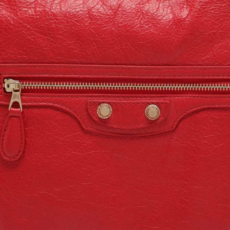 Pre Owned Balenciaga Red Leather Papier Clutch