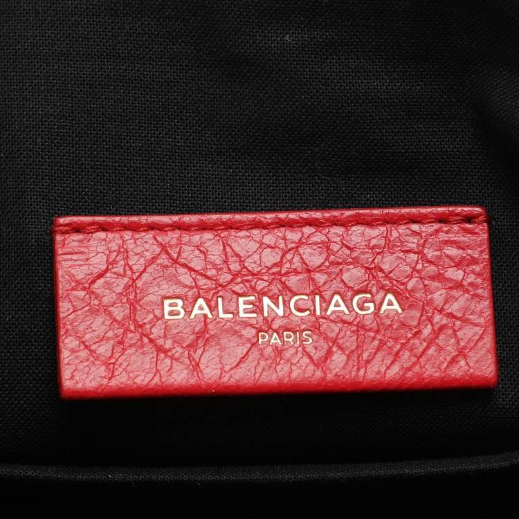 Pre Owned Balenciaga Red Leather Papier Clutch