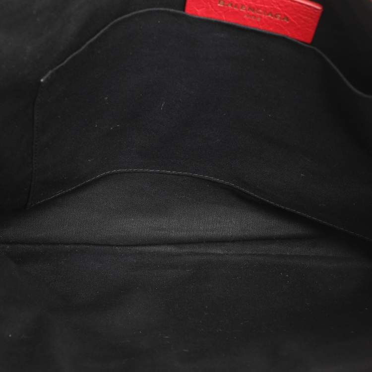 Pre Owned Balenciaga Red Leather Papier Clutch