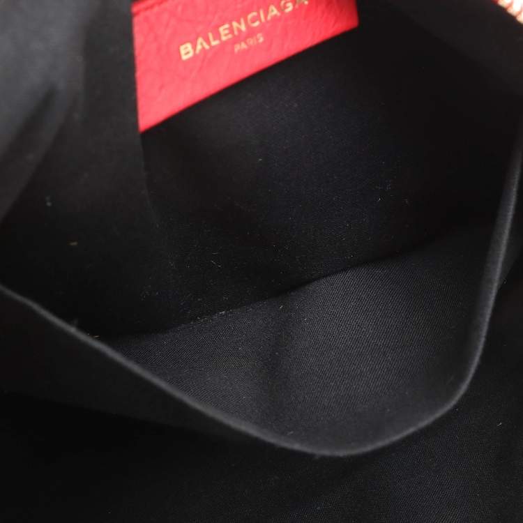 Pre Owned Balenciaga Red Leather Papier Clutch