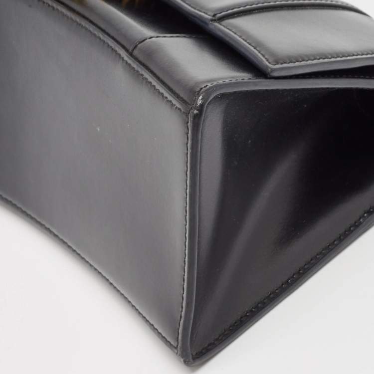 Pre Owned Balenciaga Black Leather Small Hourglass Top Handle Bag