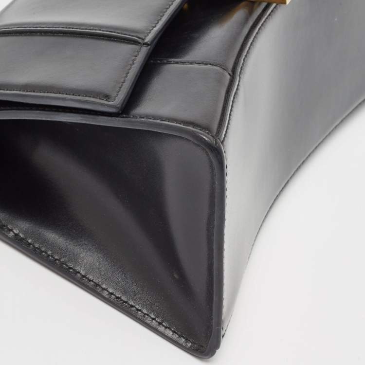 Pre Owned Balenciaga Black Leather Small Hourglass Top Handle Bag