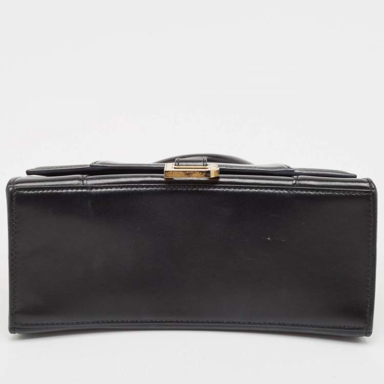 Pre Owned Balenciaga Black Leather Small Hourglass Top Handle Bag