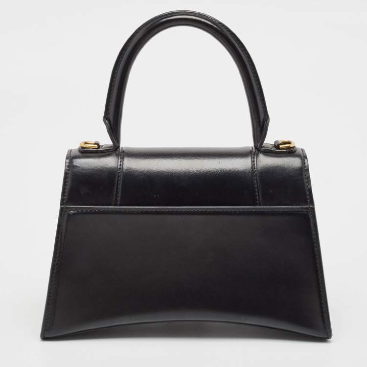 Pre Owned Balenciaga Black Leather Small Hourglass Top Handle Bag