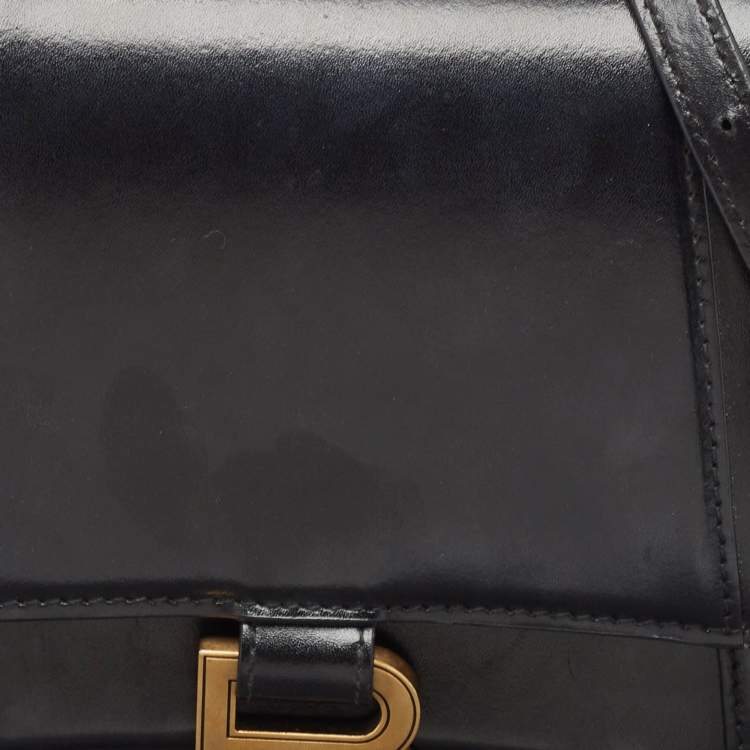 Pre Owned Balenciaga Black Leather Small Hourglass Top Handle Bag