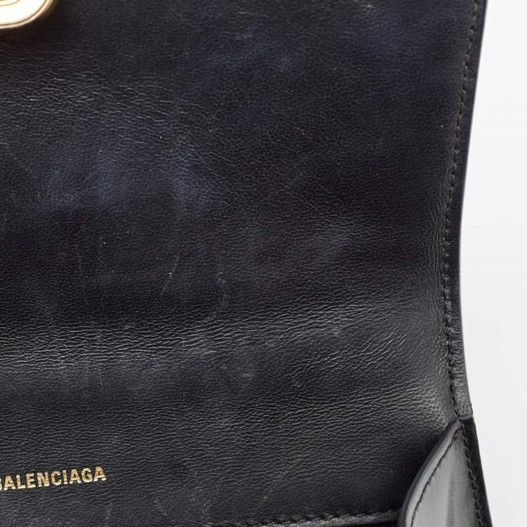 Pre Owned Balenciaga Black Leather Small Hourglass Top Handle Bag