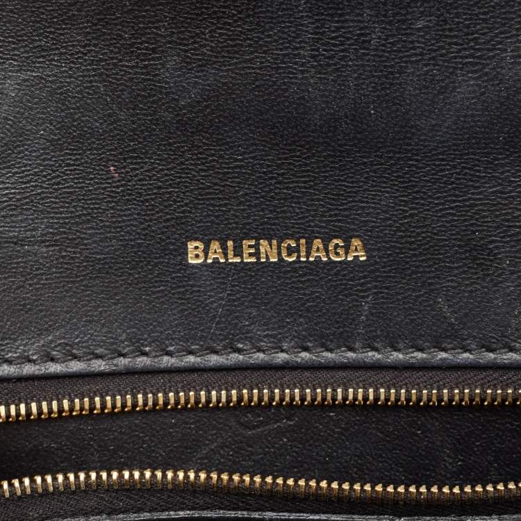 Pre Owned Balenciaga Black Leather Small Hourglass Top Handle Bag