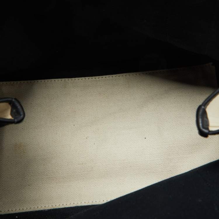 Pre Owned Balenciaga Off White/Black Canvas and Leather Small Cabas Tote