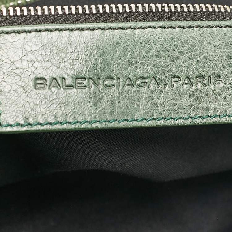 Pre Owned Balenciaga Green Leather Brogues Voyage Weekender Bag