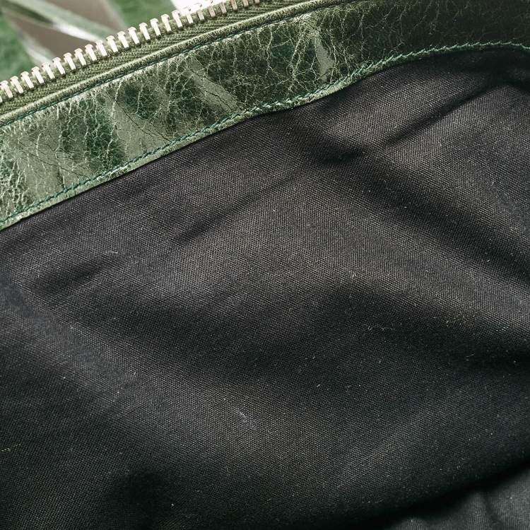 Pre Owned Balenciaga Green Leather Brogues Voyage Weekender Bag
