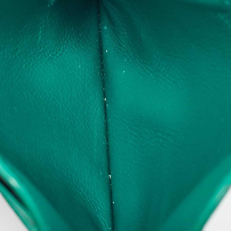 Pre Owned Balenciaga Green Croc Embossed Leather Card Holder