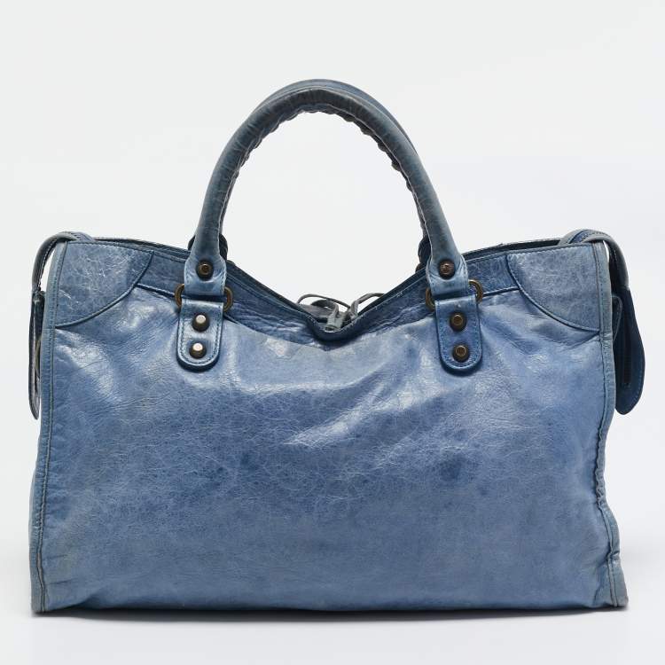 Pre Owned Balenciaga Blue Leather RH Classic City Tote