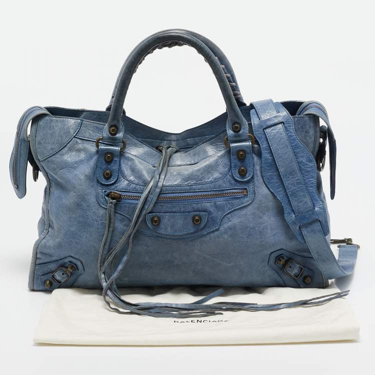 Pre Owned Balenciaga Blue Leather RH Classic City Tote
