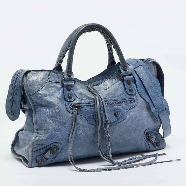 Pre Owned Balenciaga Blue Leather RH Classic City Tote