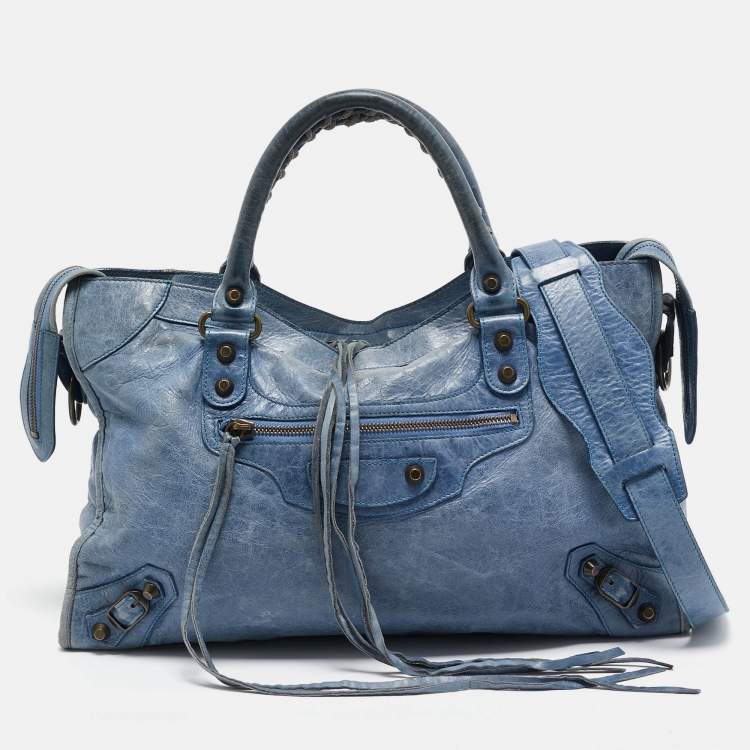 Pre Owned Balenciaga Blue Leather RH Classic City Tote