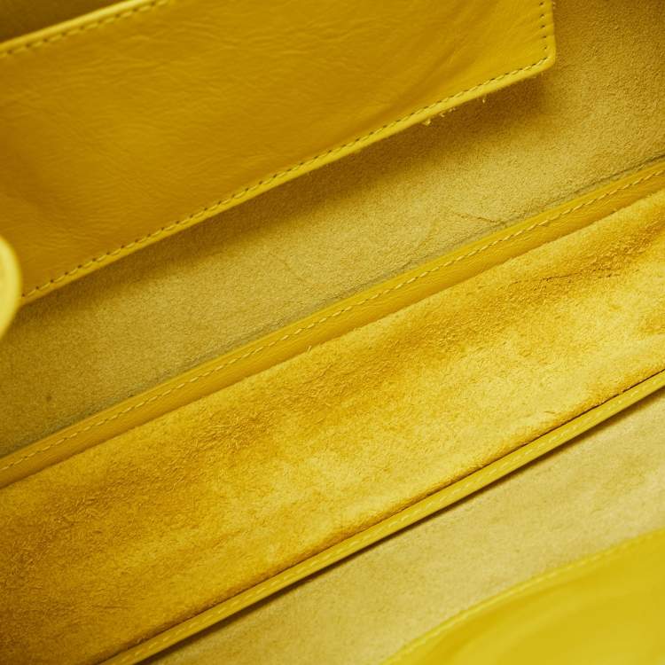 Pre Owned Balenciaga Jaune Soleil Leather Zip Papier Clutch
