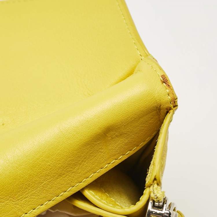 Pre Owned Balenciaga Jaune Soleil Leather Zip Papier Clutch