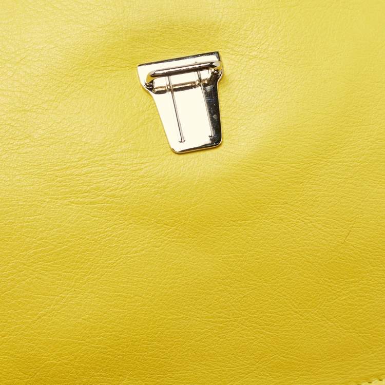 Pre Owned Balenciaga Jaune Soleil Leather Zip Papier Clutch