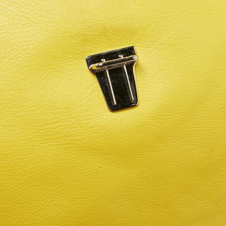 Pre Owned Balenciaga Jaune Soleil Leather Zip Papier Clutch