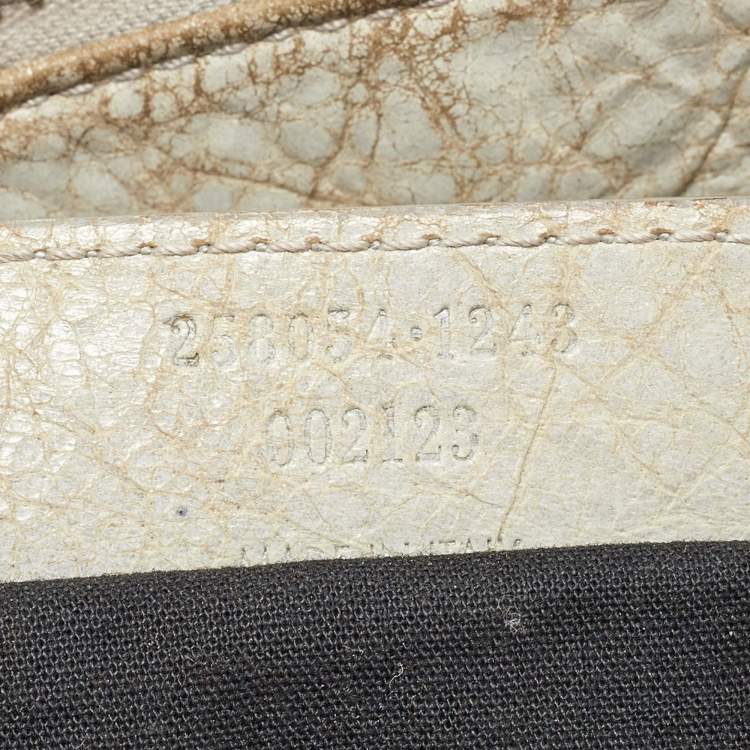 Pre Owned Balenciaga Light Grey Leather Brogue Work Tote