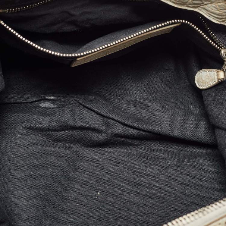 Pre Owned Balenciaga Light Grey Leather Brogue Work Tote