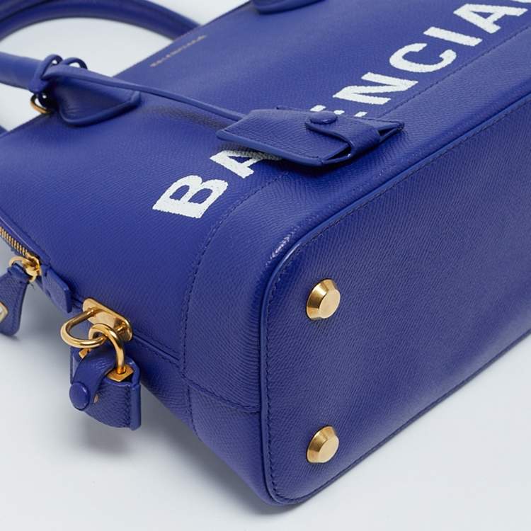 Pre Owned Balenciaga Blue Leather Small Ville Bag