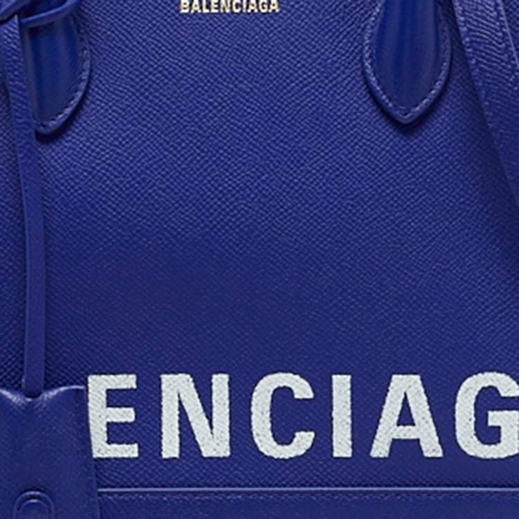 Pre Owned Balenciaga Blue Leather Small Ville Bag