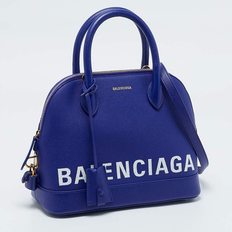 Pre Owned Balenciaga Blue Leather Small Ville Bag