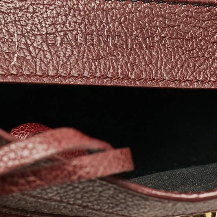 Pre Owned Balenciaga Burgundy Leather Mini RGH City Tote
