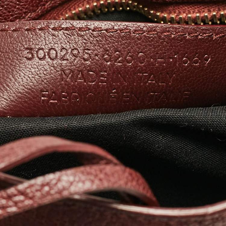 Pre Owned Balenciaga Burgundy Leather Mini RGH City Tote