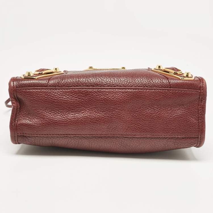 Pre Owned Balenciaga Burgundy Leather Mini RGH City Tote