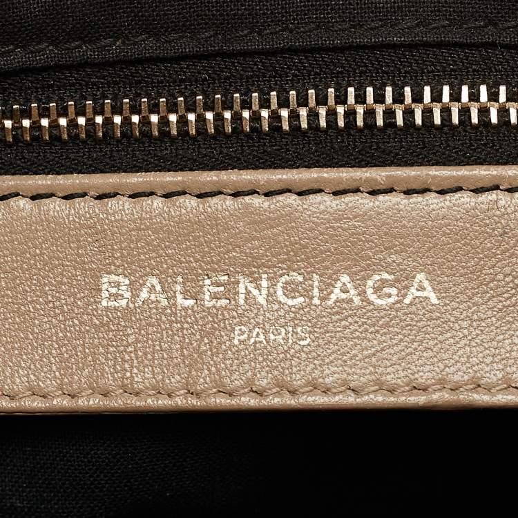 Pre Owned Balenciaga Beige Croc Embossed Leather Small Classic City Tote