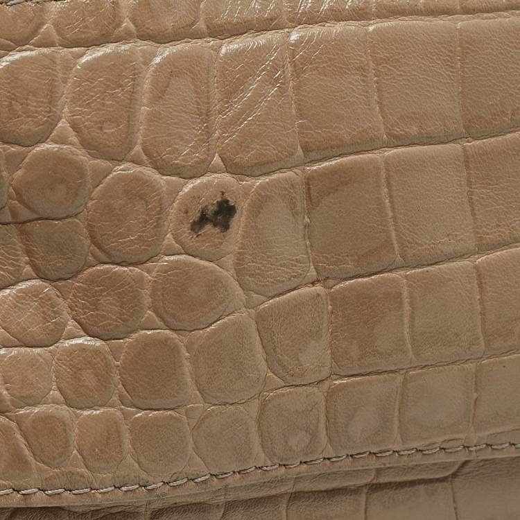 Pre Owned Balenciaga Beige Croc Embossed Leather Small Classic City Tote