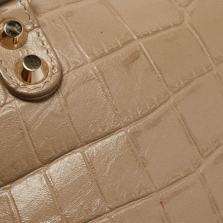Pre Owned Balenciaga Beige Croc Embossed Leather Small Classic City Tote